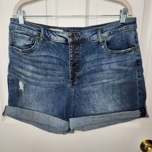 Kut From The Kloth Catherine High Rise Boyfriend Rolled Jean Shorts Size 14